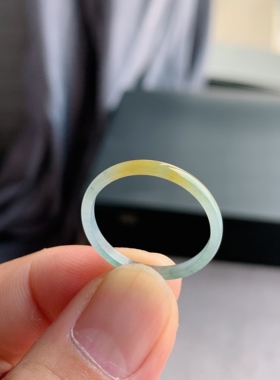 天然A货翡翠 冰糯种22号黄翡男女戒指指环素圈戒圈尾戒LKD1