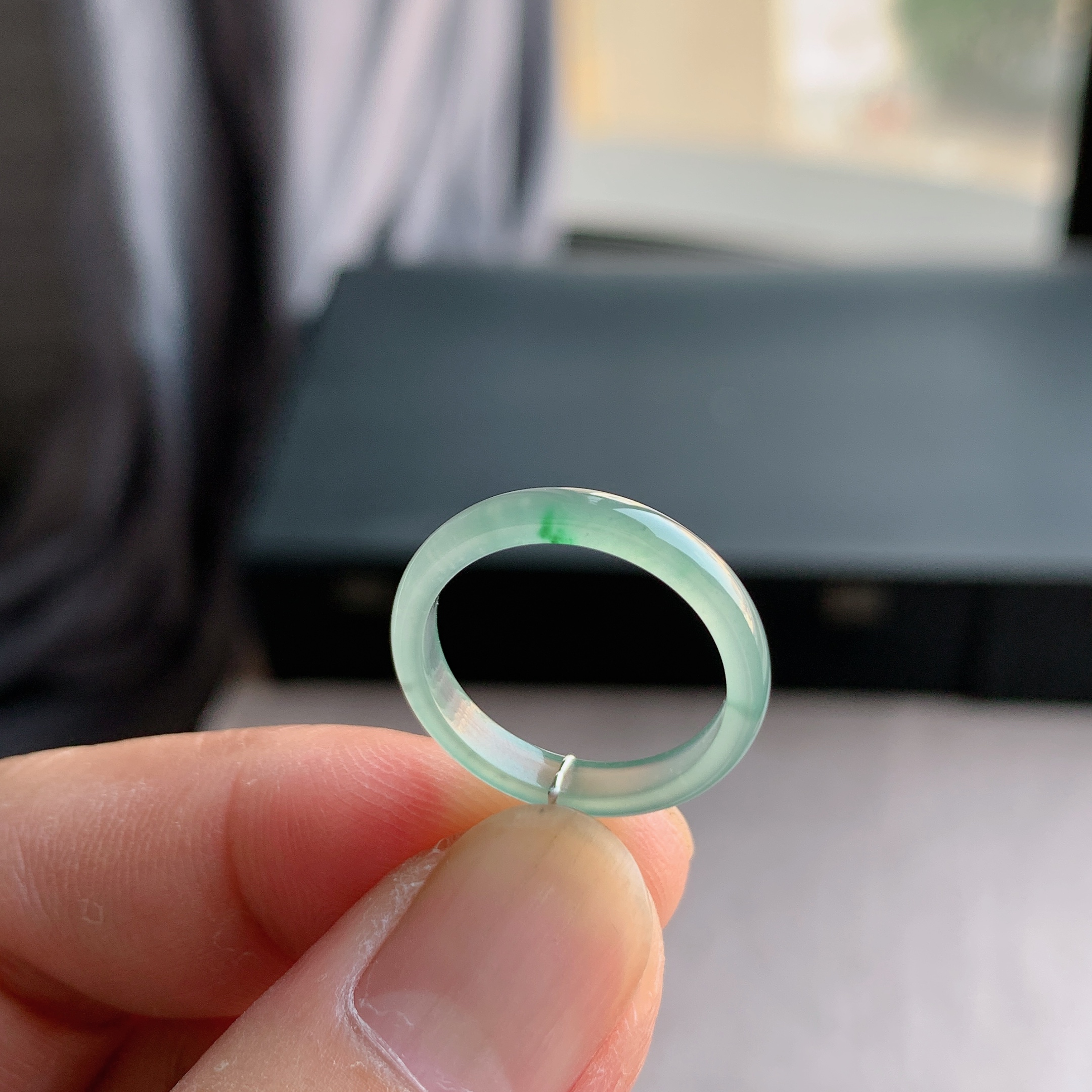 天然A货翡翠14号飘绿花戒指