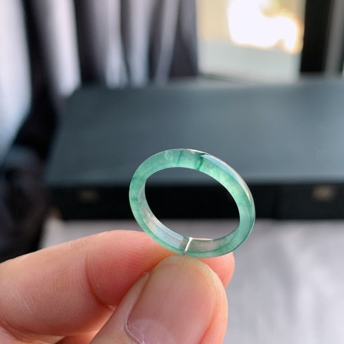 天然A货翡翠15号飘绿花戒指
