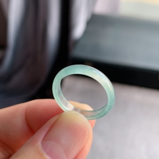 天然A货翡翠 冰种17号白月光男女戒指指环素圈戒圈尾戒XLF3