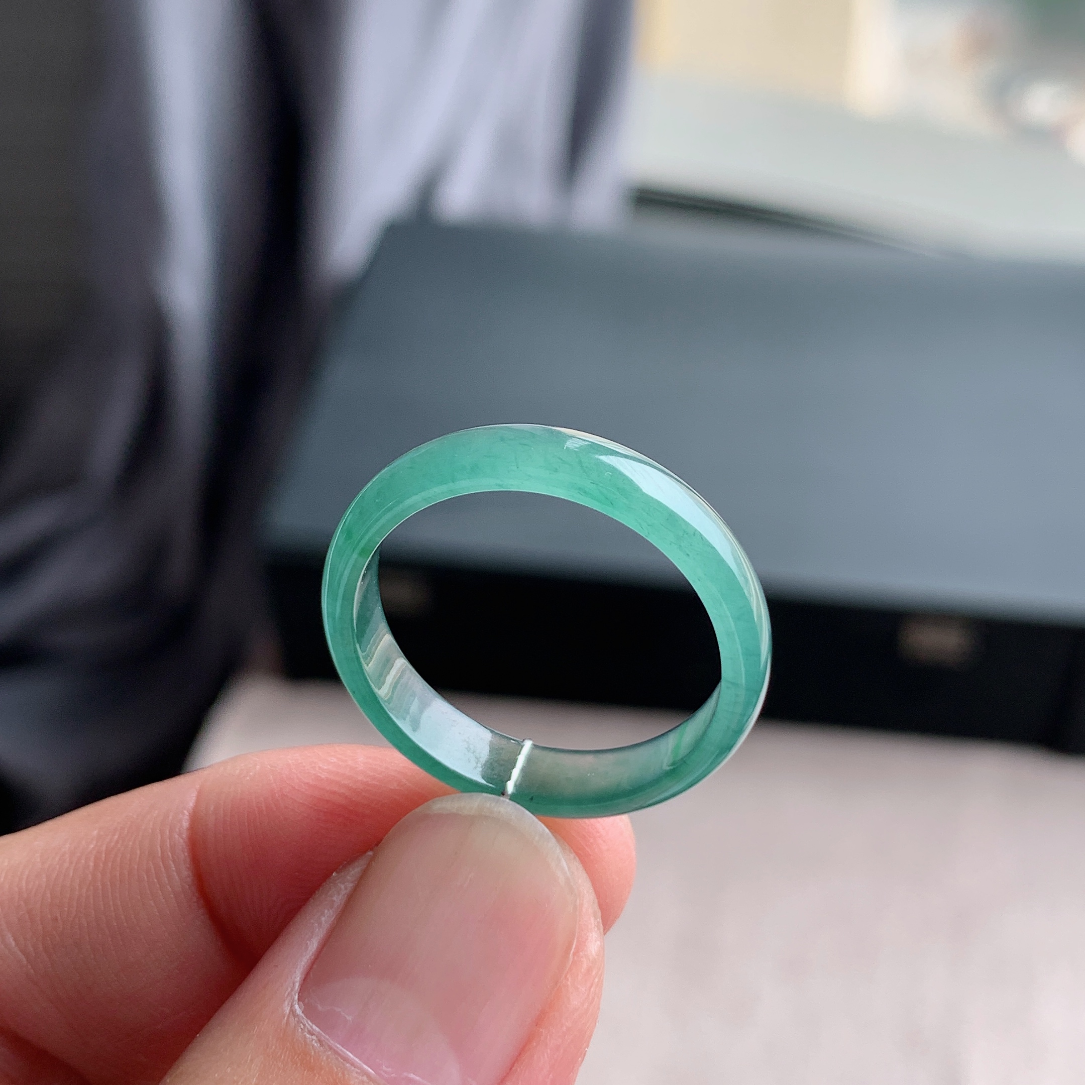 天然A货翡翠26号湖水蓝戒指