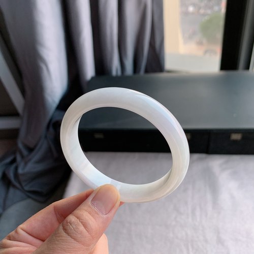 缅甸天然A货翡翠白月光正圈手镯