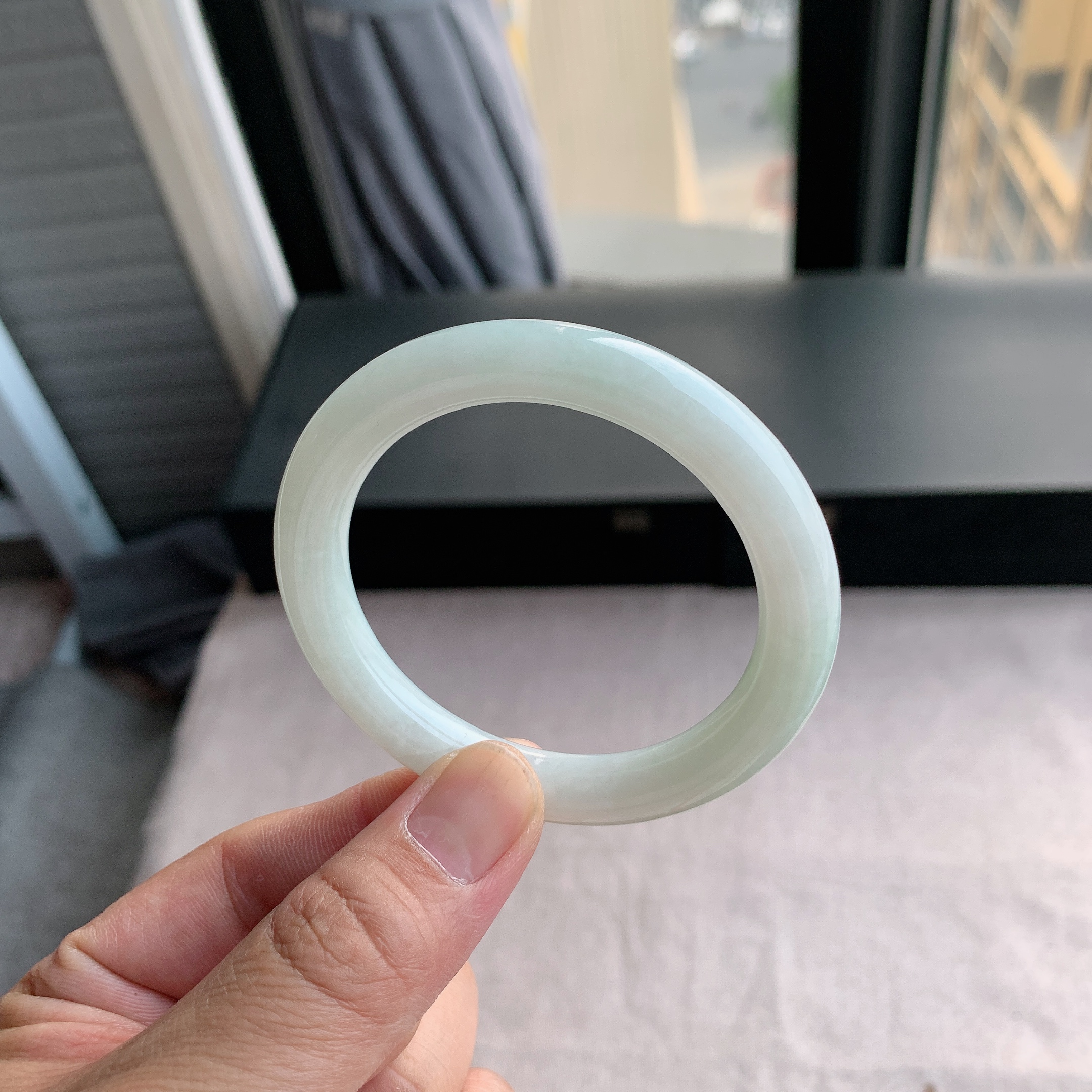 天然A货翡翠54圈口白月光手镯