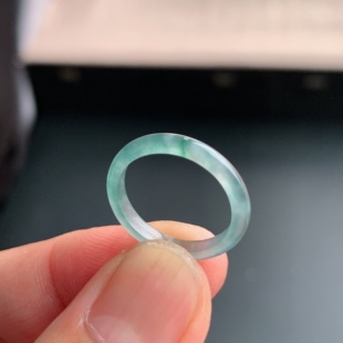 冰种13号冰飘花男女戒指指环素圈戒圈尾戒XOA7 天然A货翡翠