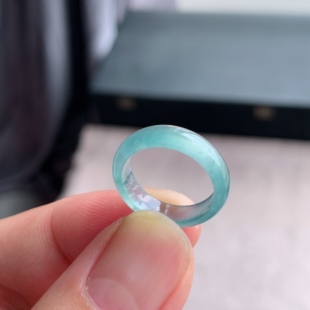 天然A货翡翠 冰种8号白月光男女戒指指环素圈戒圈尾戒XMC1