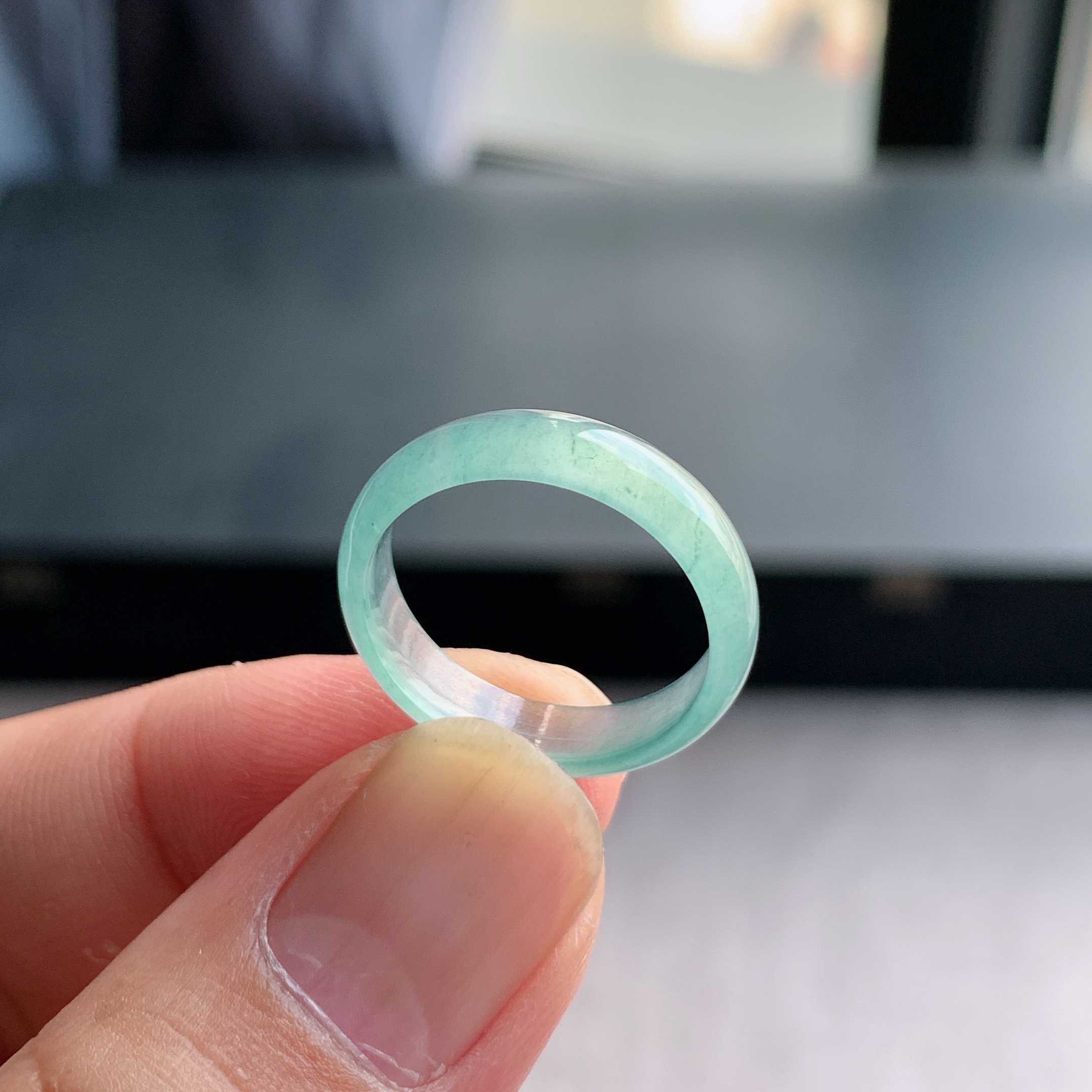 天然A货翡翠冰种17号白月光戒指