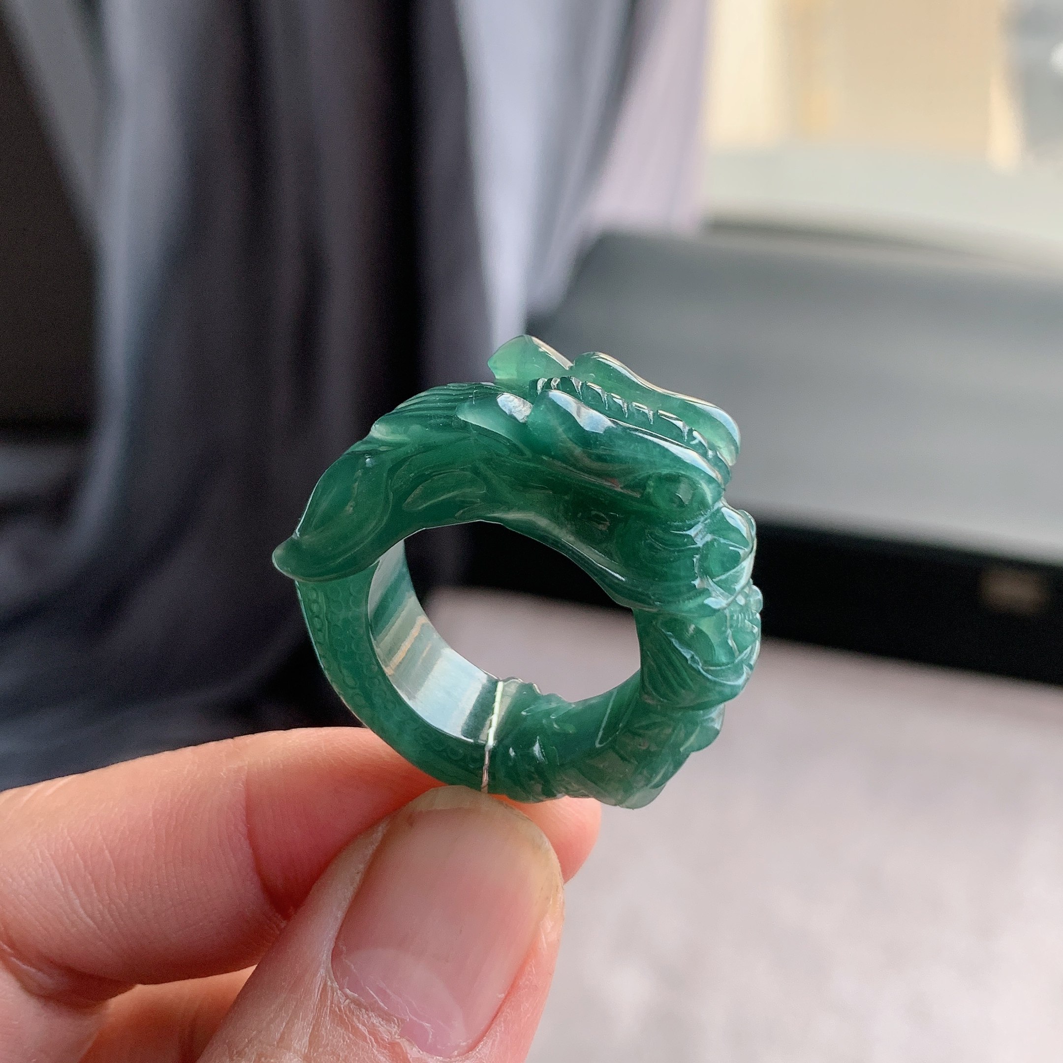 天然A货翡翠 冰种23号湖水蓝雕龙戒指指环戒圈L1007,珠宝/钻石/翡翠,戒指/指环,淘宝优惠券,粉丝福利购,淘宝优惠卷