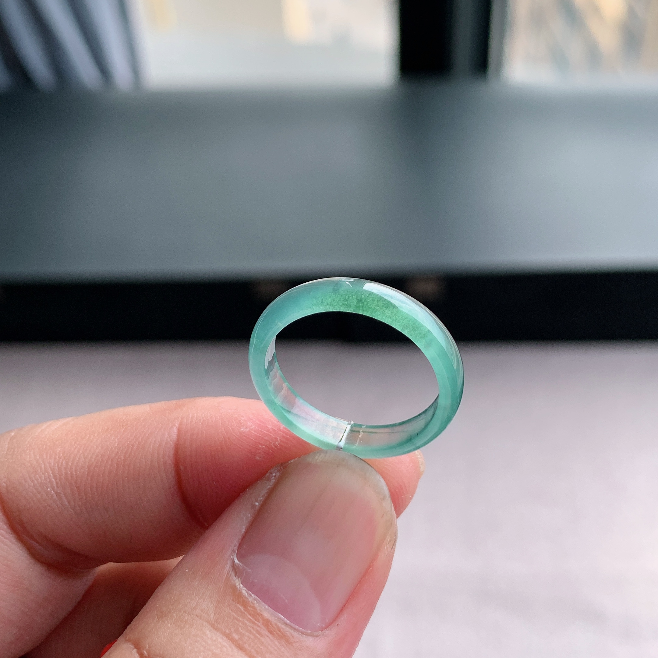 天然A货翡翠冰种17号戒指指环