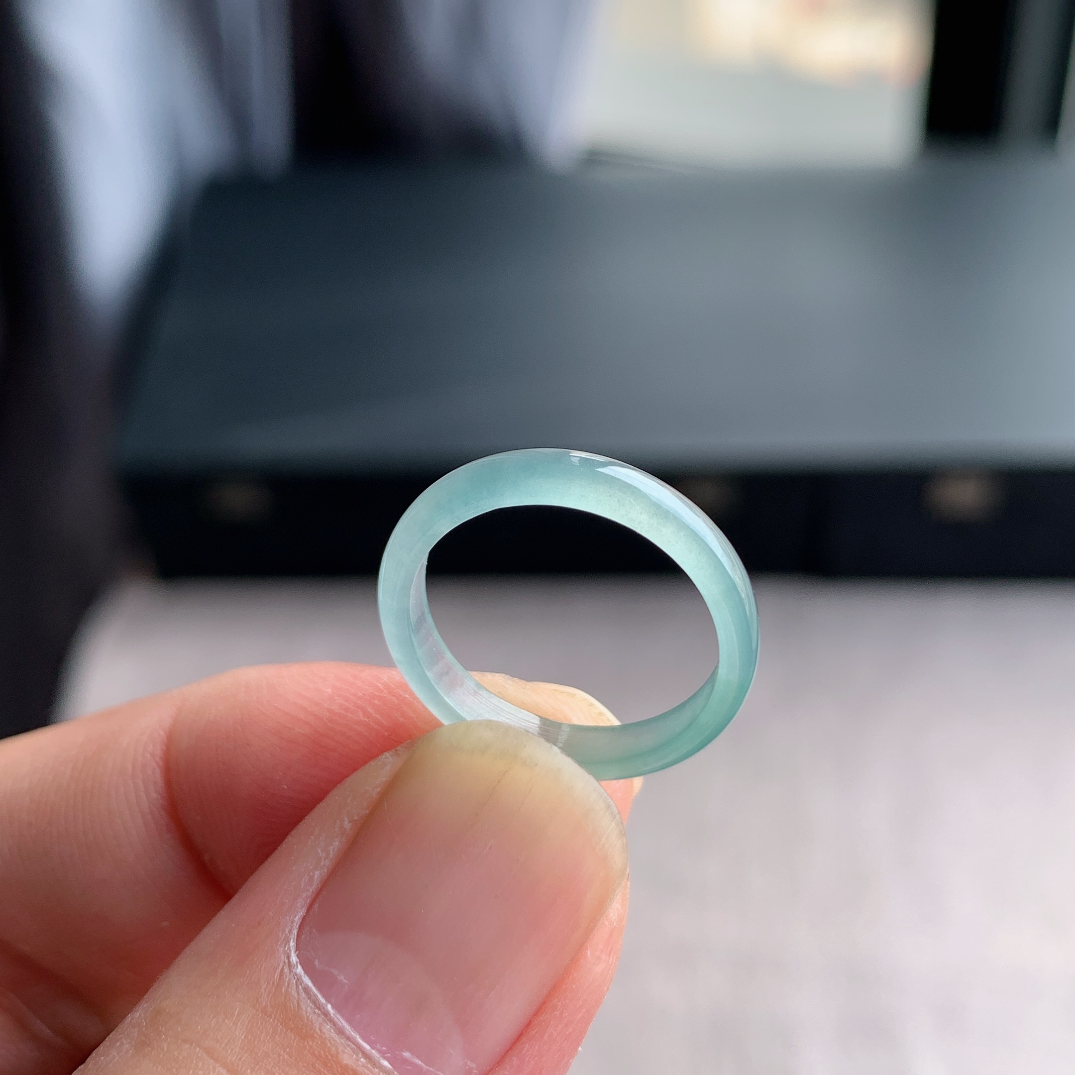 天然A货翡翠冰种12号白月光戒指