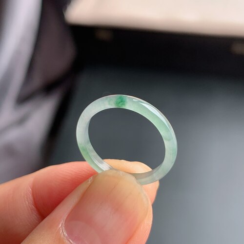 天然A货冰种14号翡翠素圈戒指