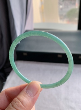 缅甸天然A货翡翠 64圈口牛仔蓝叮当手镯玉镯T4