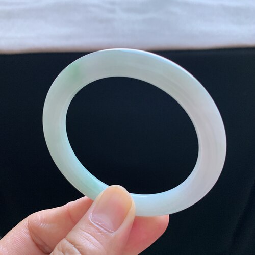 缅甸A货翡翠54圈口白月光手镯