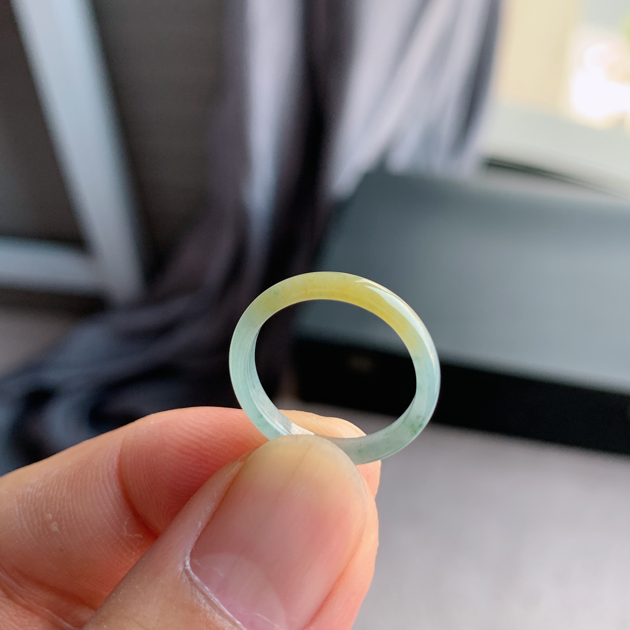 天然A货翡翠冰糯种11号黄翡戒指