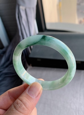 缅甸天然A货翡翠 57圈口飘花正圈601323手镯玉镯L16