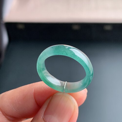 天然A货冰种天空蓝翡翠素圈