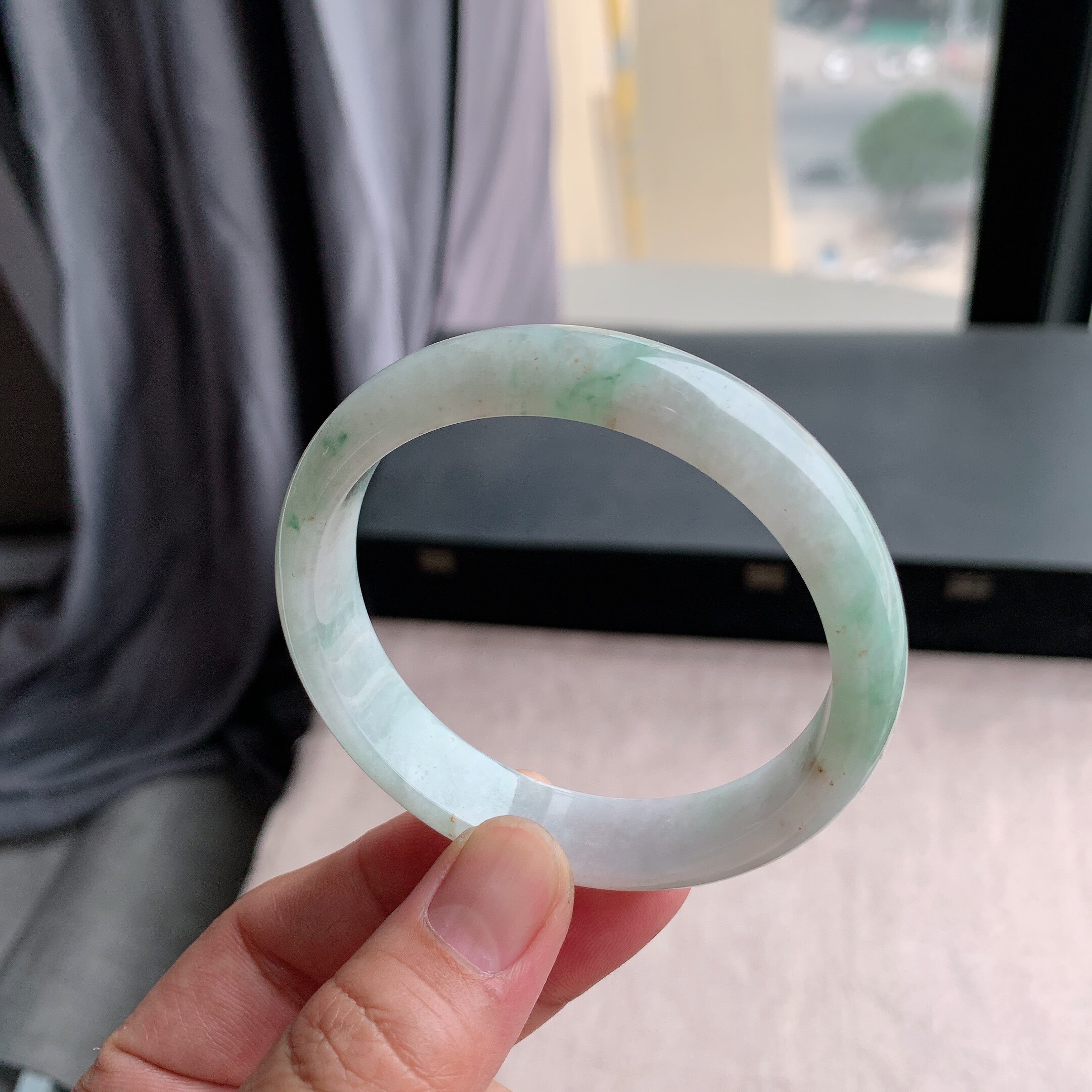 缅甸天然A货翡翠 60圈口飘花正圈手镯玉镯T06