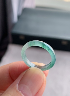 天然A货翡翠 冰种15号冰飘花男女戒指指环素圈戒圈尾戒XGA5