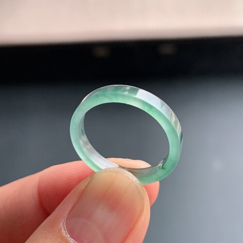 天然A货冰种晴水绿翡翠方戒