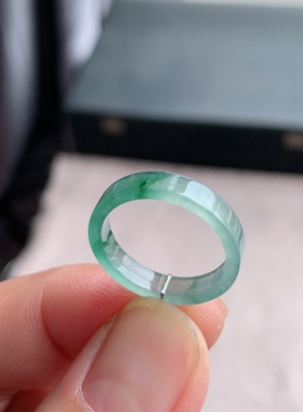 天然A货翡翠 冰种14号冰飘花方戒戒指指环戒圈13100736