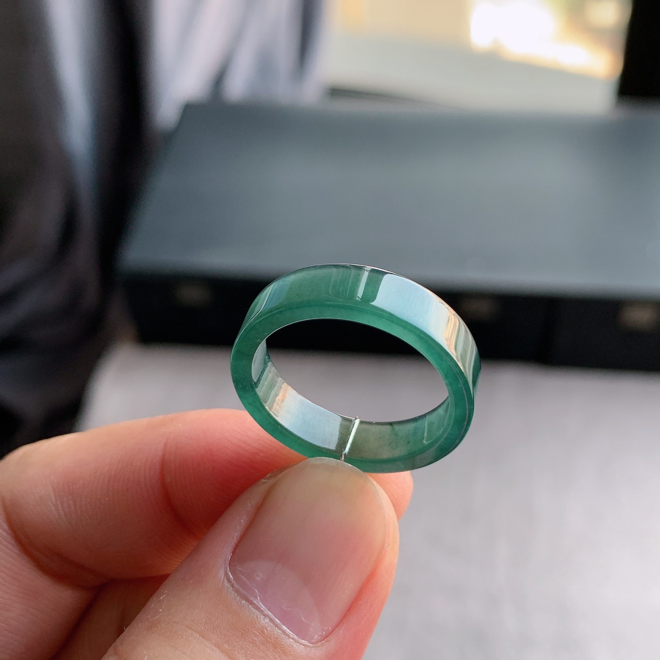 天然A货翡翠20号湖水蓝方戒