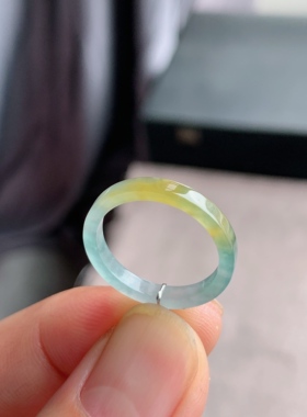 天然A货翡翠 冰种14号黄翡方戒戒指指环戒圈121600969