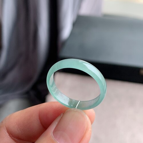 天然A货冰种白月光翡翠戒指