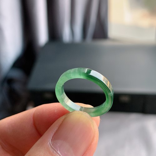 天然A货翡翠冰种13号半山水方戒