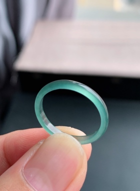 天然A货翡翠 冰种17号天空蓝男女戒指指环素圈戒圈尾戒LCB2