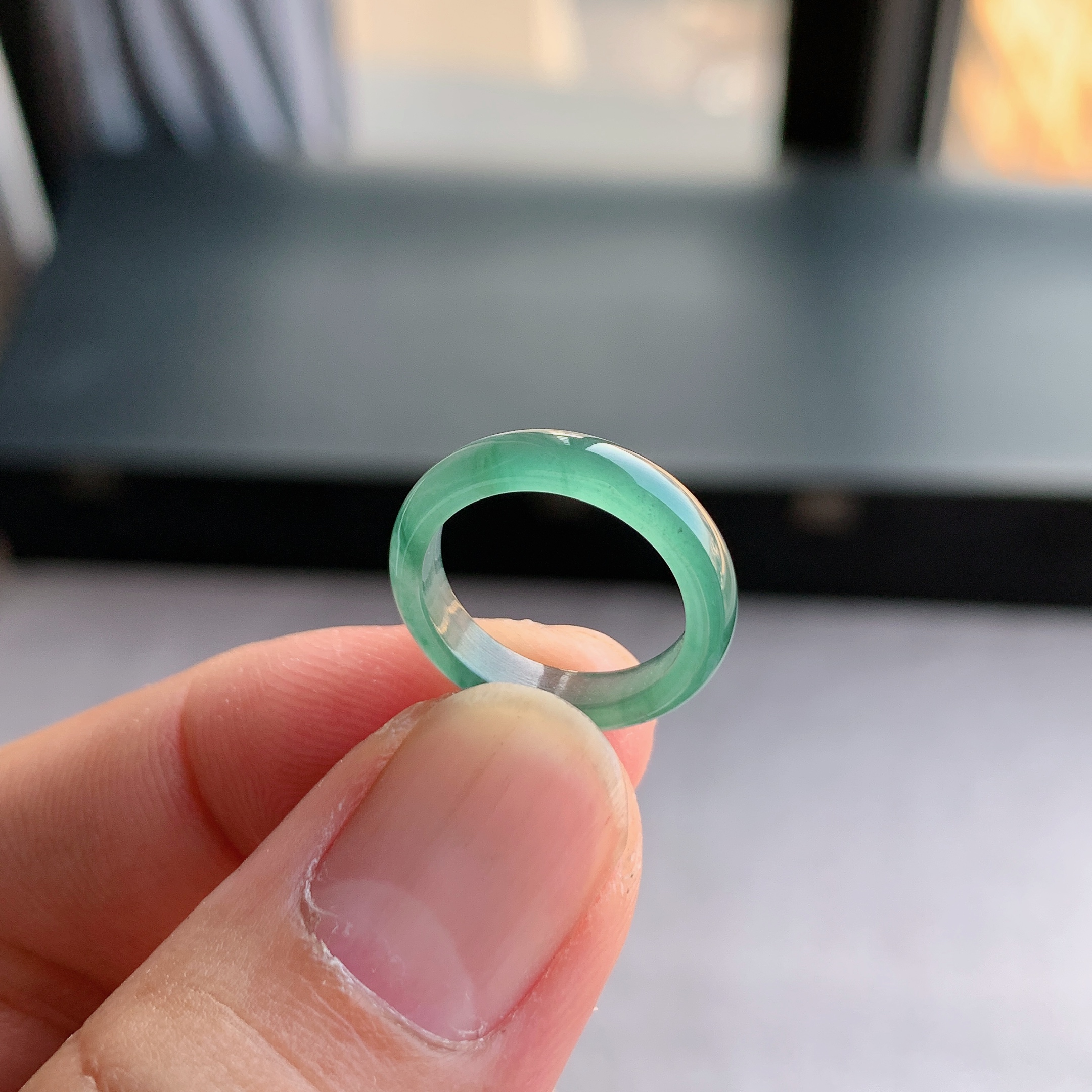 天然A货翡翠冰种6号戒指指环