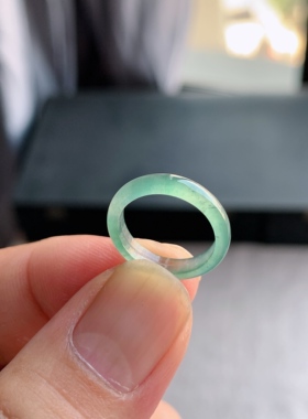 天然A货翡翠 冰种6号天空蓝男女戒指指环素圈戒圈尾戒XAF1