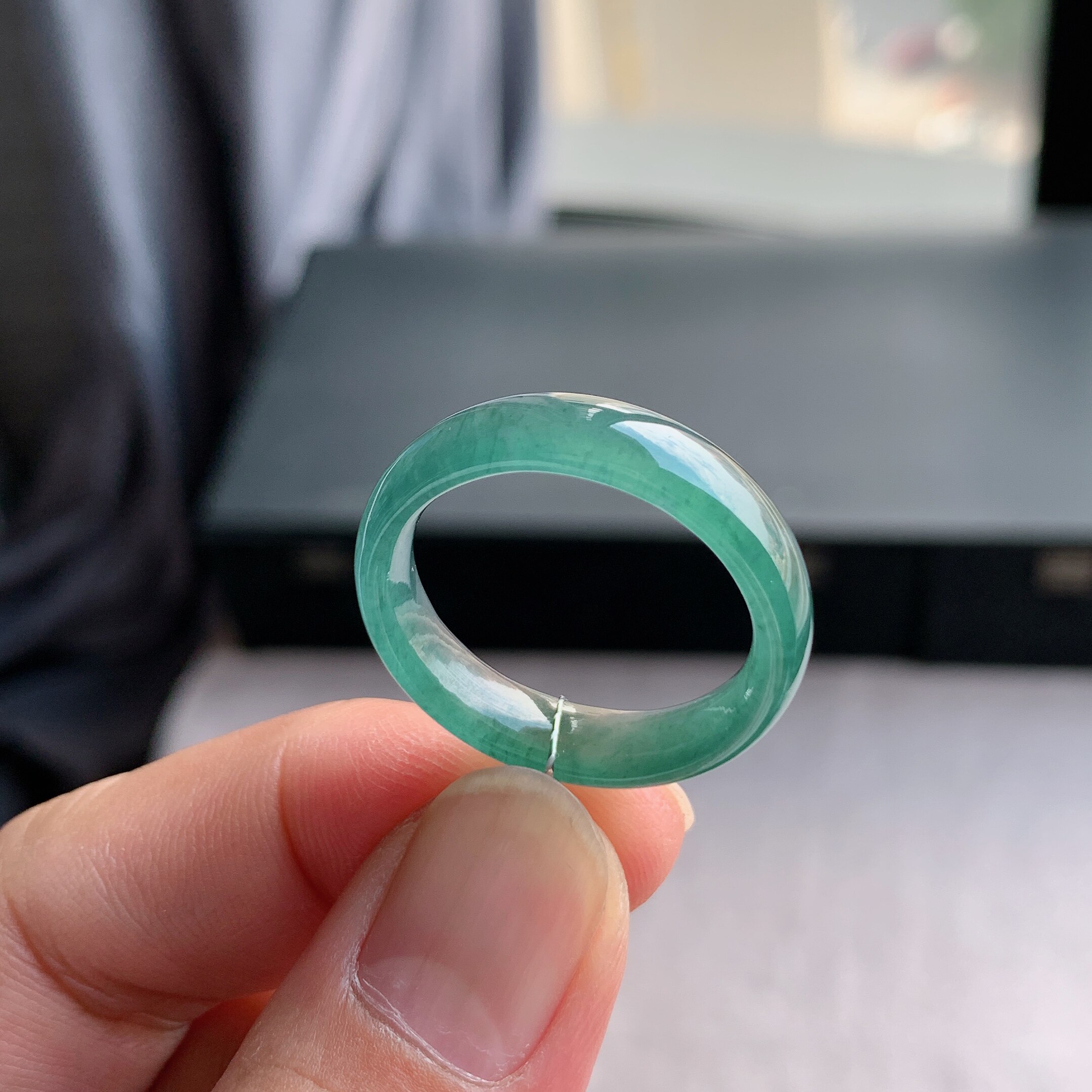 天然A货翡翠28号湖水蓝戒指