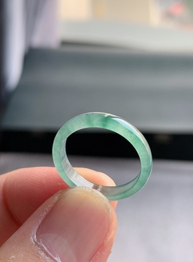 天然A货翡翠 冰种15号冰飘花男女戒指指环素圈戒圈尾戒XDA3