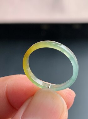 天然A货冰种黄翡翠方戒