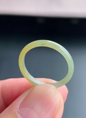 天然A货冰种黄翡翠素圈戒指