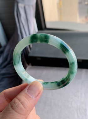 缅甸天然A货翡翠 54圈口飘花美人条602619手镯玉镯L16