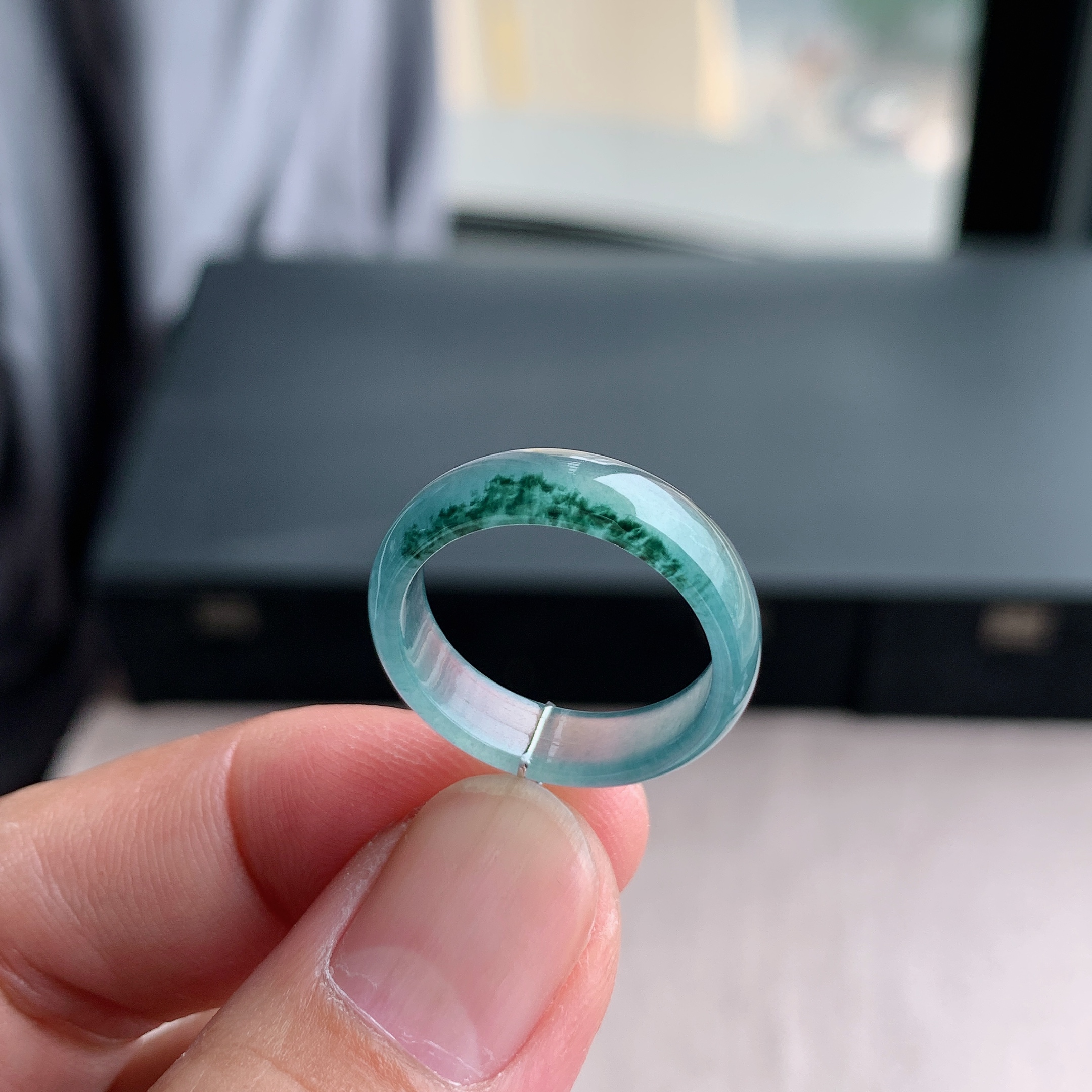 天然A货翡翠冰种18号戒指指环