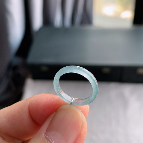 天然A货冰种白月光翡翠戒指