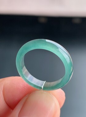 天然A货冰种翡翠天空蓝戒指