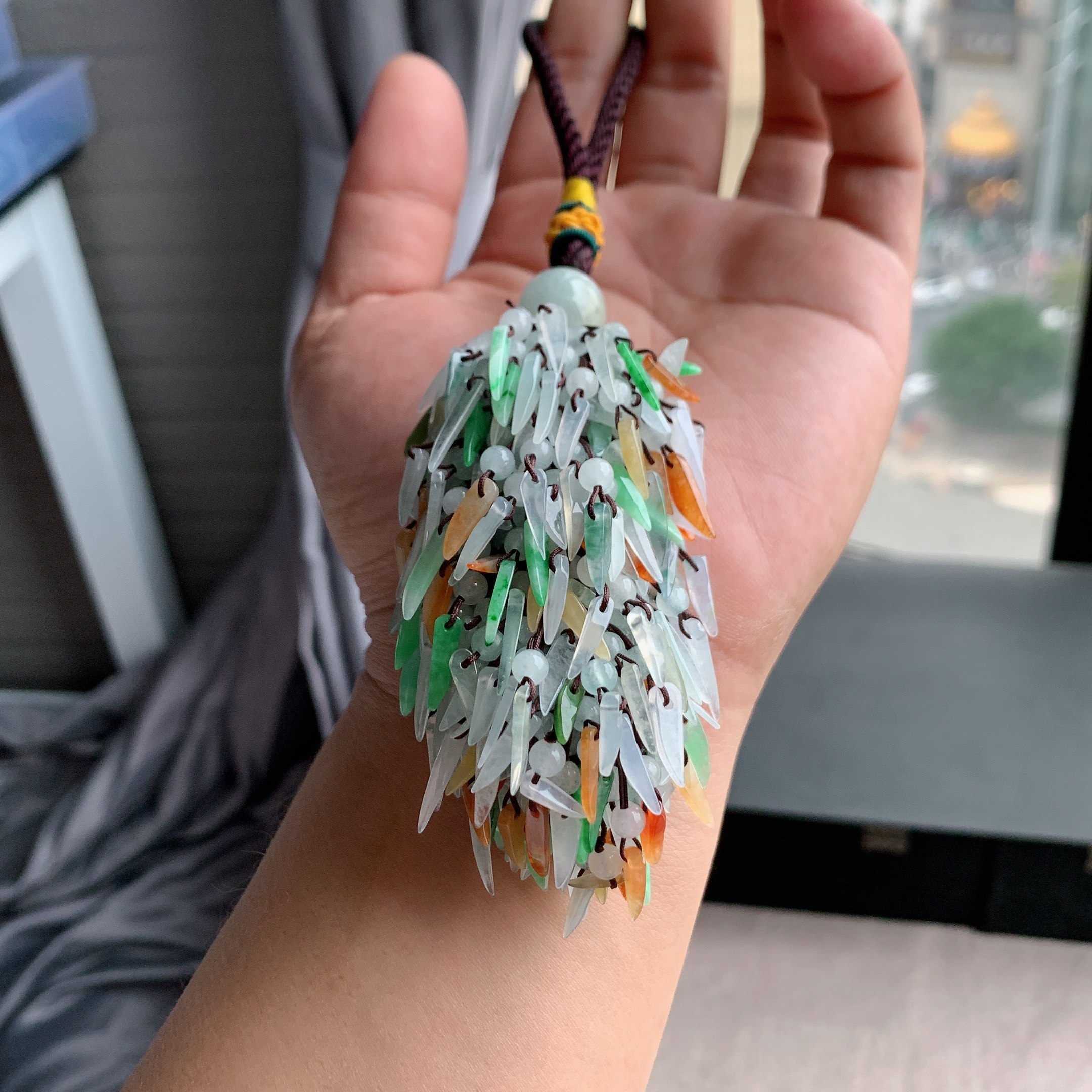 缅甸天然A货翡翠 冰种红红火火辣椒车挂包挂L8