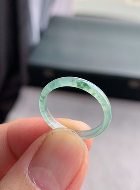 天然A货翡翠 冰种16号冰飘花男女戒指指环素圈戒圈尾戒XHA2