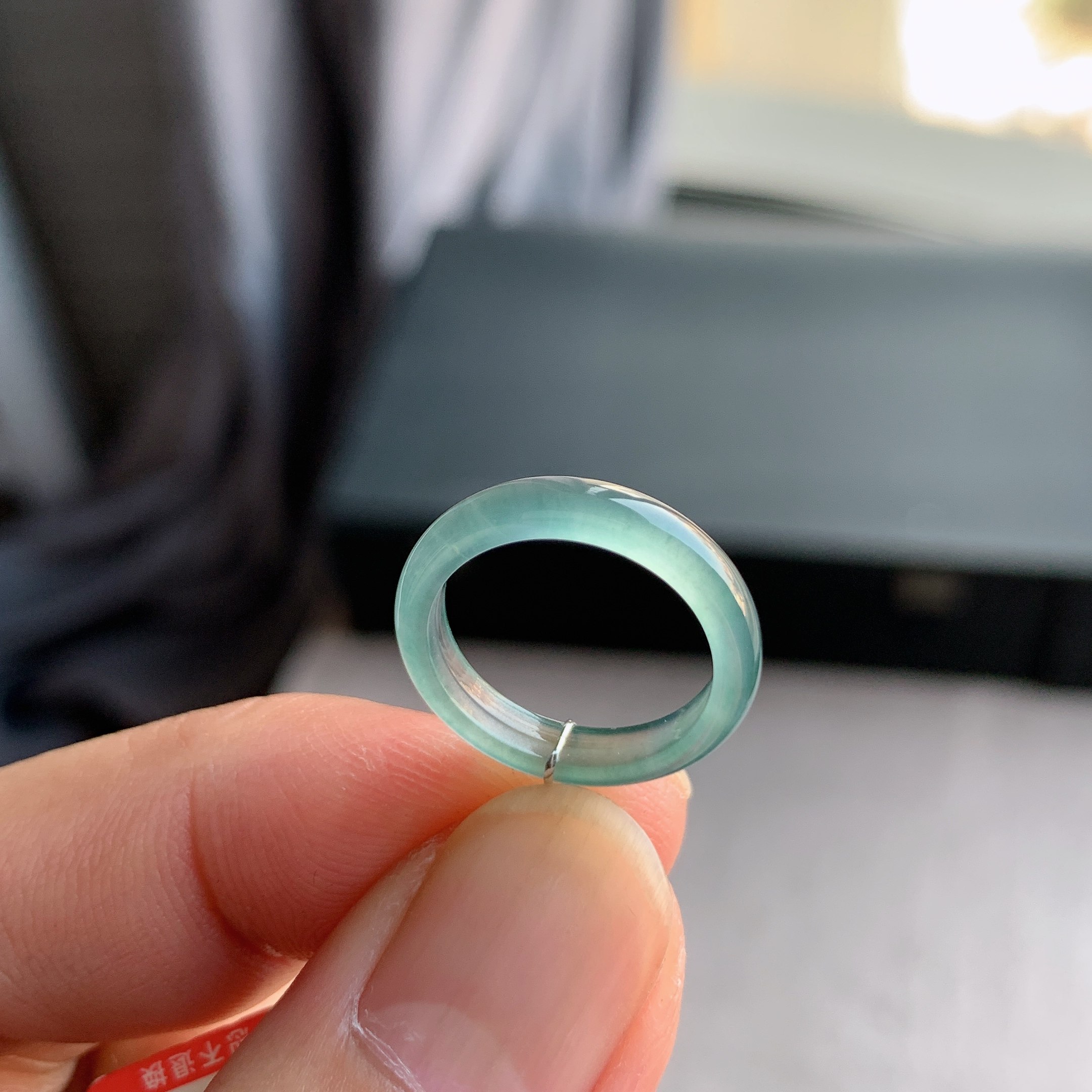 天然A货翡翠冰种7号白月光戒指