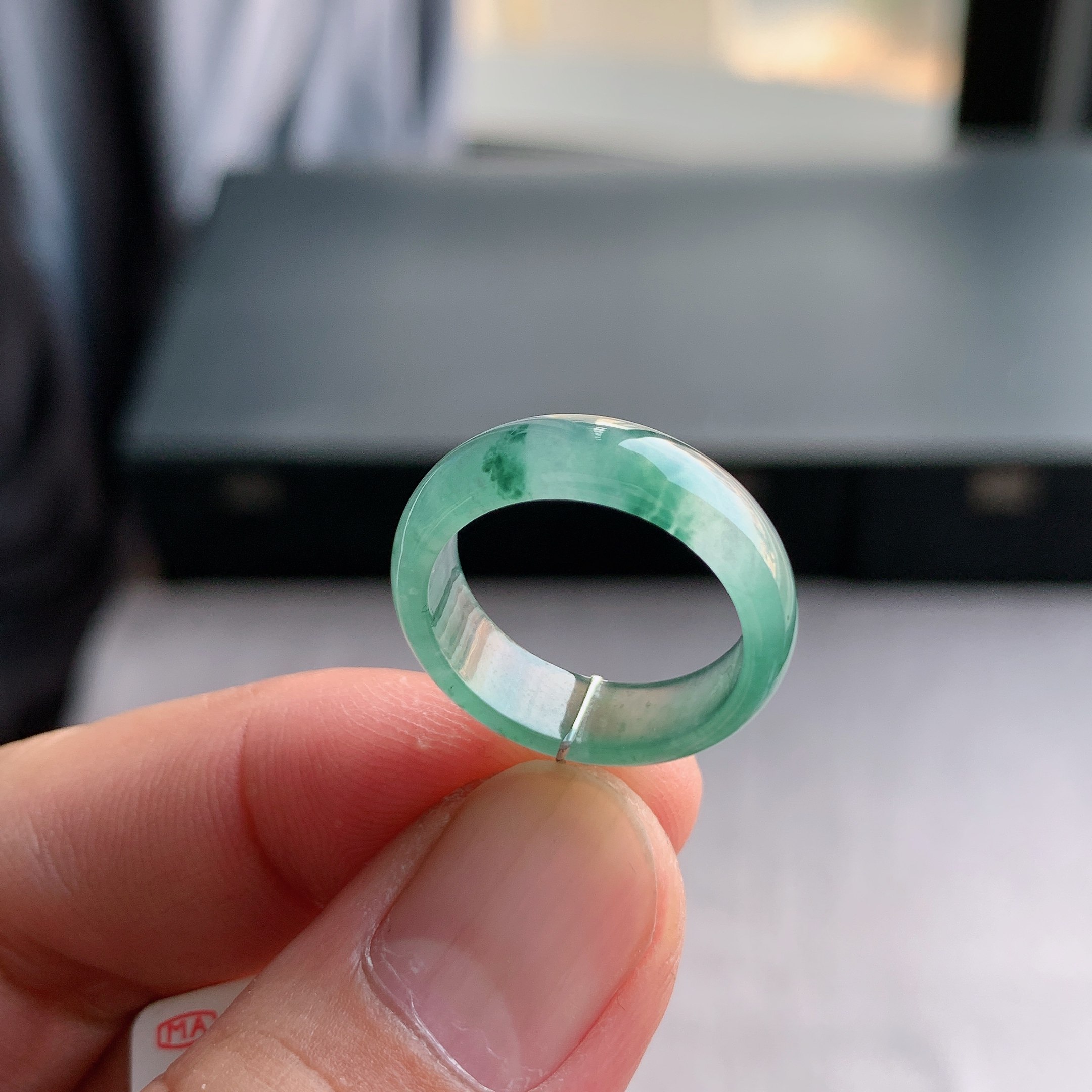 天然A货翡翠冰飘花戒指指环