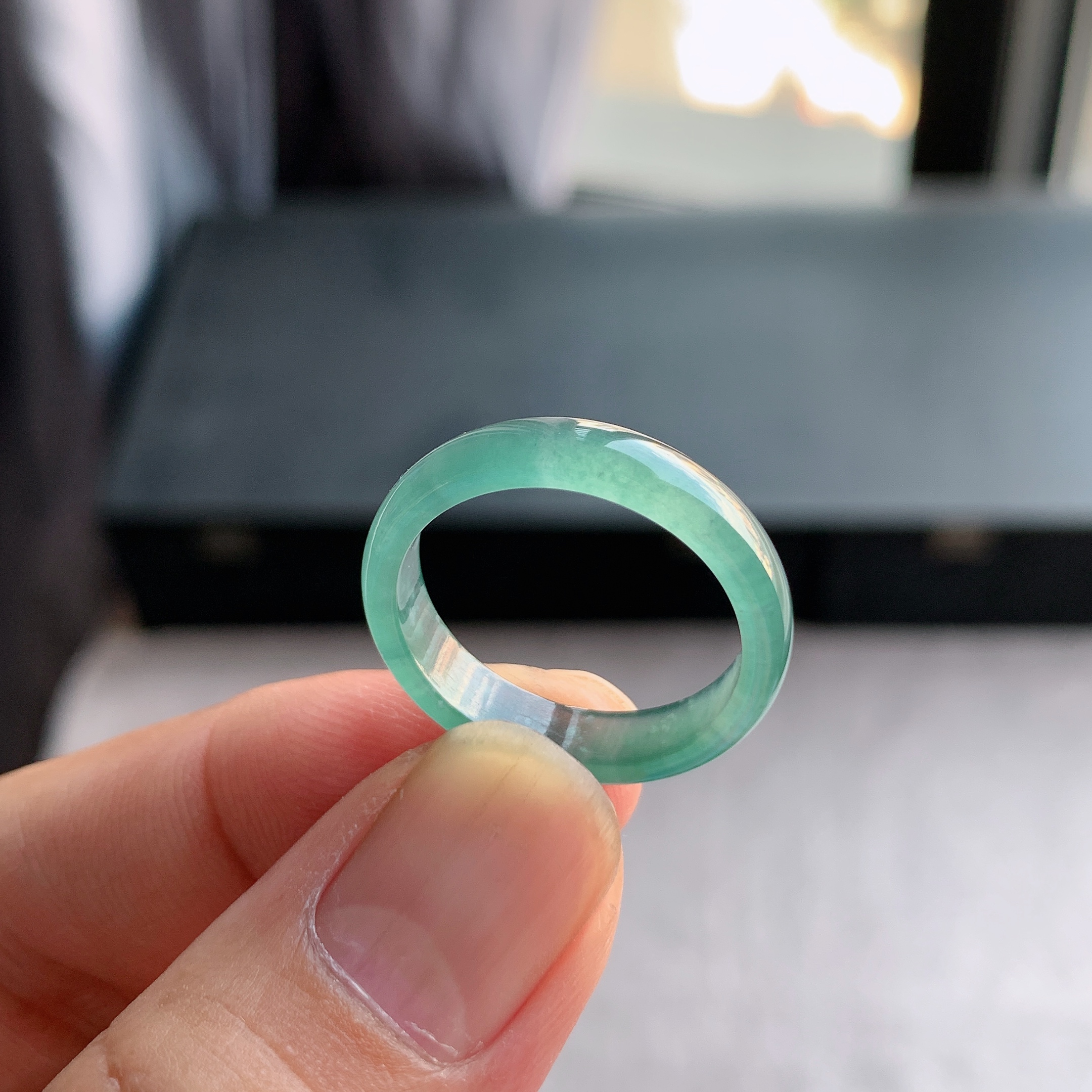 天然A货翡翠21号牛仔蓝戒指