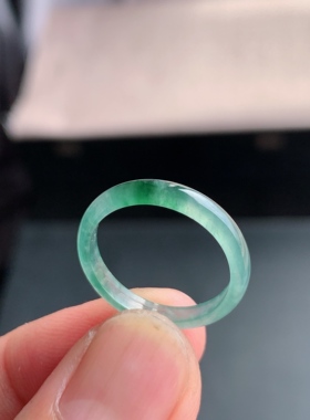 天然A货翡翠 冰种16号冰飘花男女戒指指环素圈戒圈尾戒LGA4