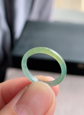 天然A货翡翠 冰种12号冰黄翡男女戒指指环素圈戒圈LHC3