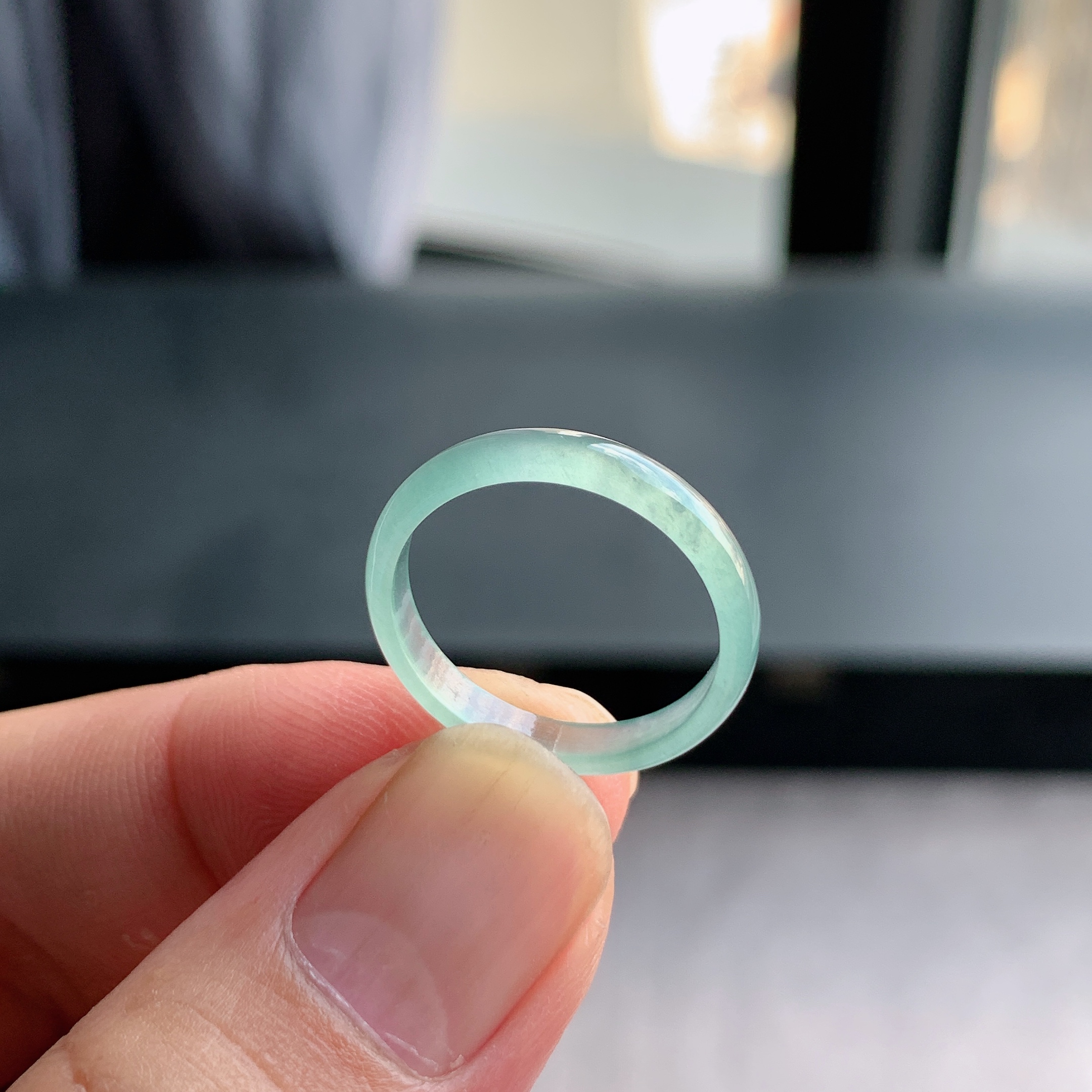 天然A货翡翠冰种17号白月光戒指