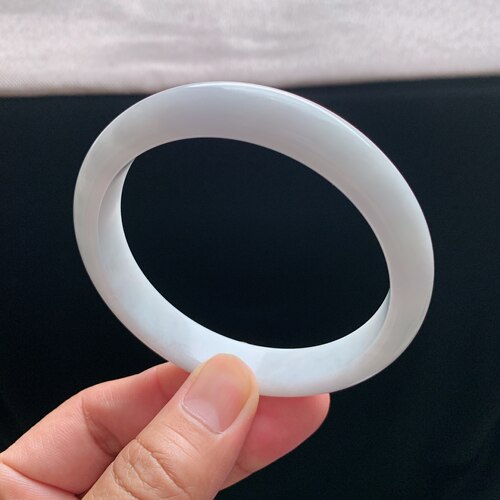 缅甸A货翡翠白月光正圈手镯