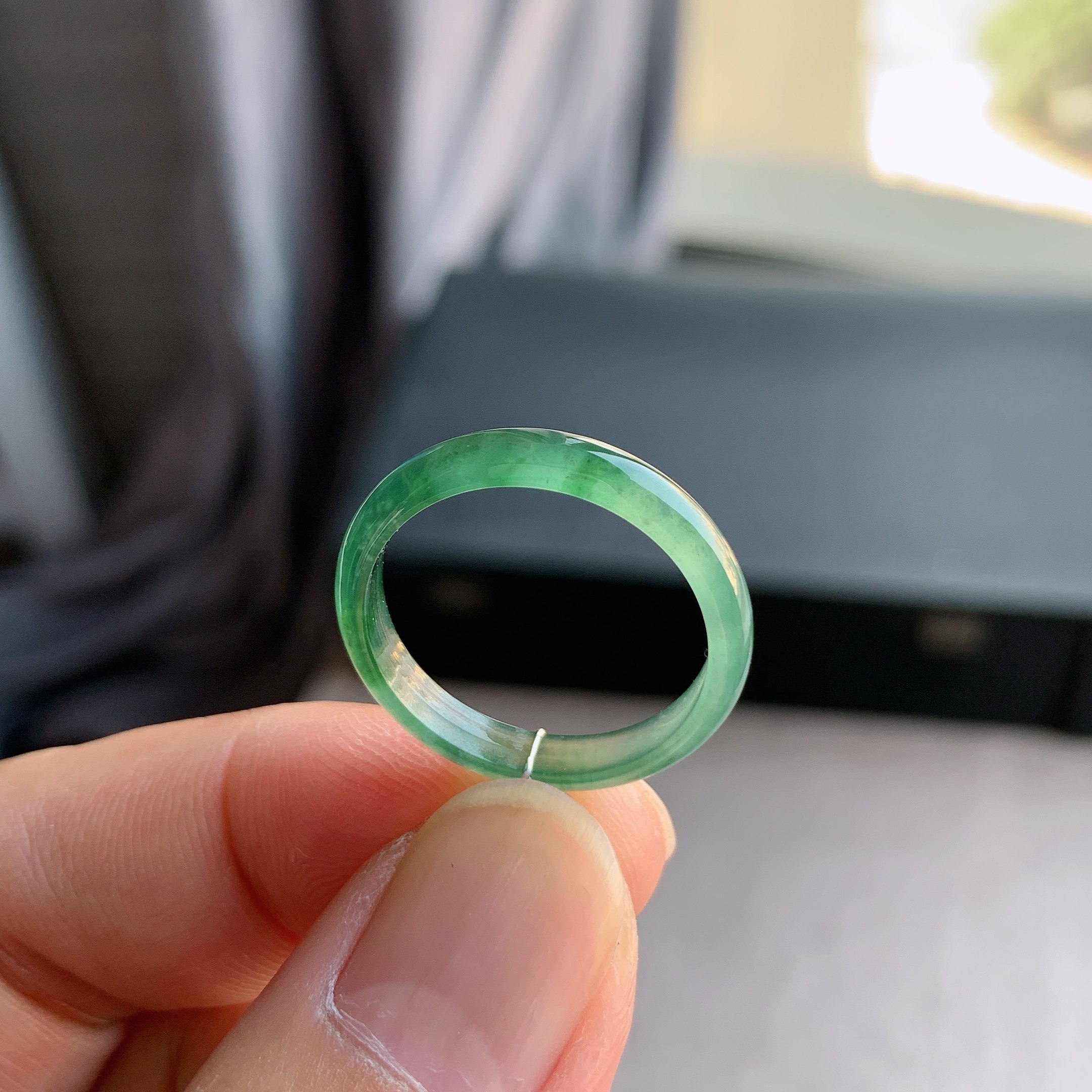 天然A货翡翠20号飘绿花戒指