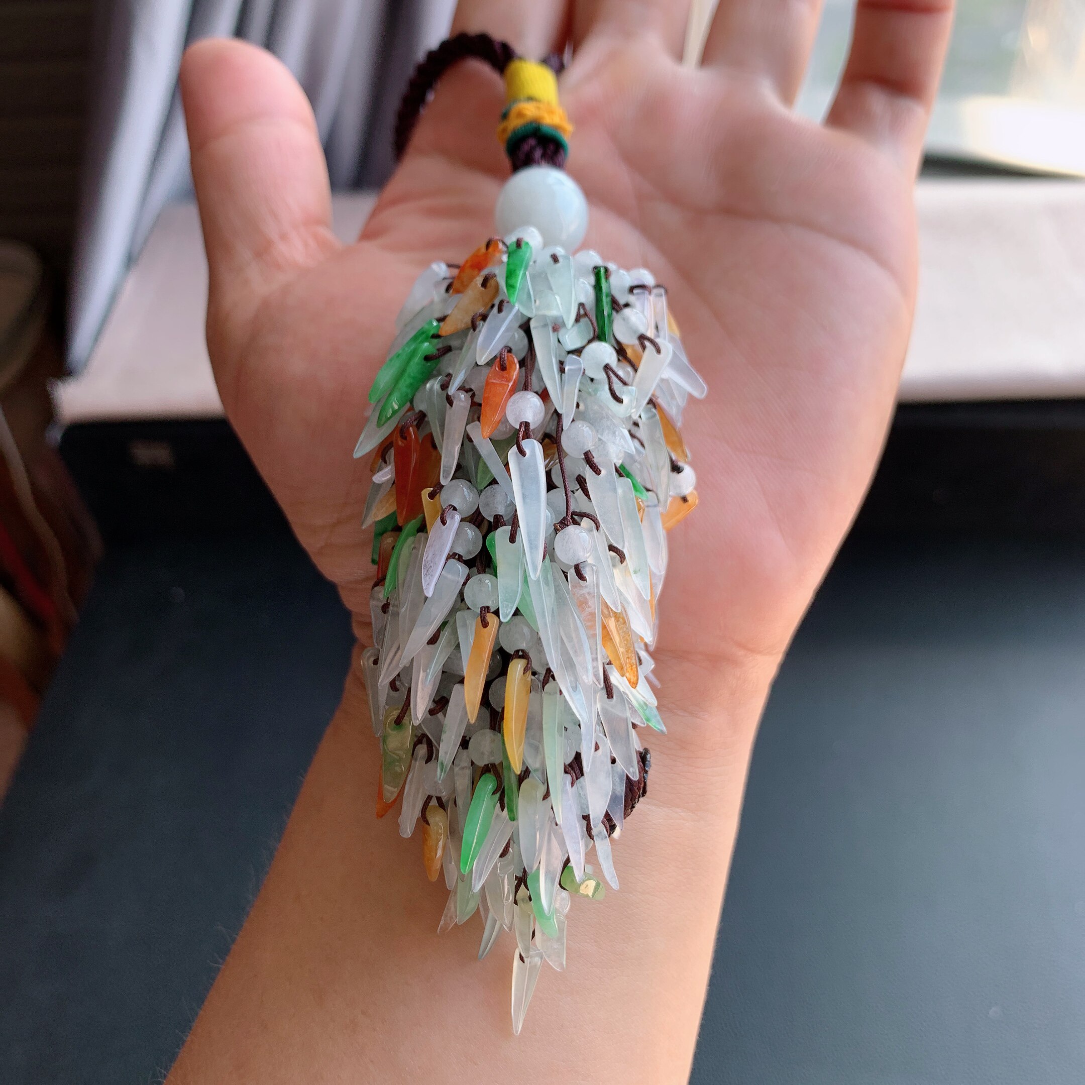缅甸天然A货翡翠 冰种红红火火辣椒车挂包挂L12