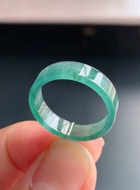 天然A货冰种翡翠天空蓝方戒